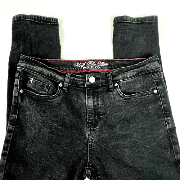 U.S. Polo Assn. Denim Co. Black Denim Skinny Jeans Mid-Rise Stretch Size 8 Short - Picture 3 of 12
